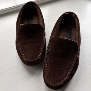 M. Gemi Felize Suede Shearling Driving Moccasin | 38.5 | Chocolate Brown